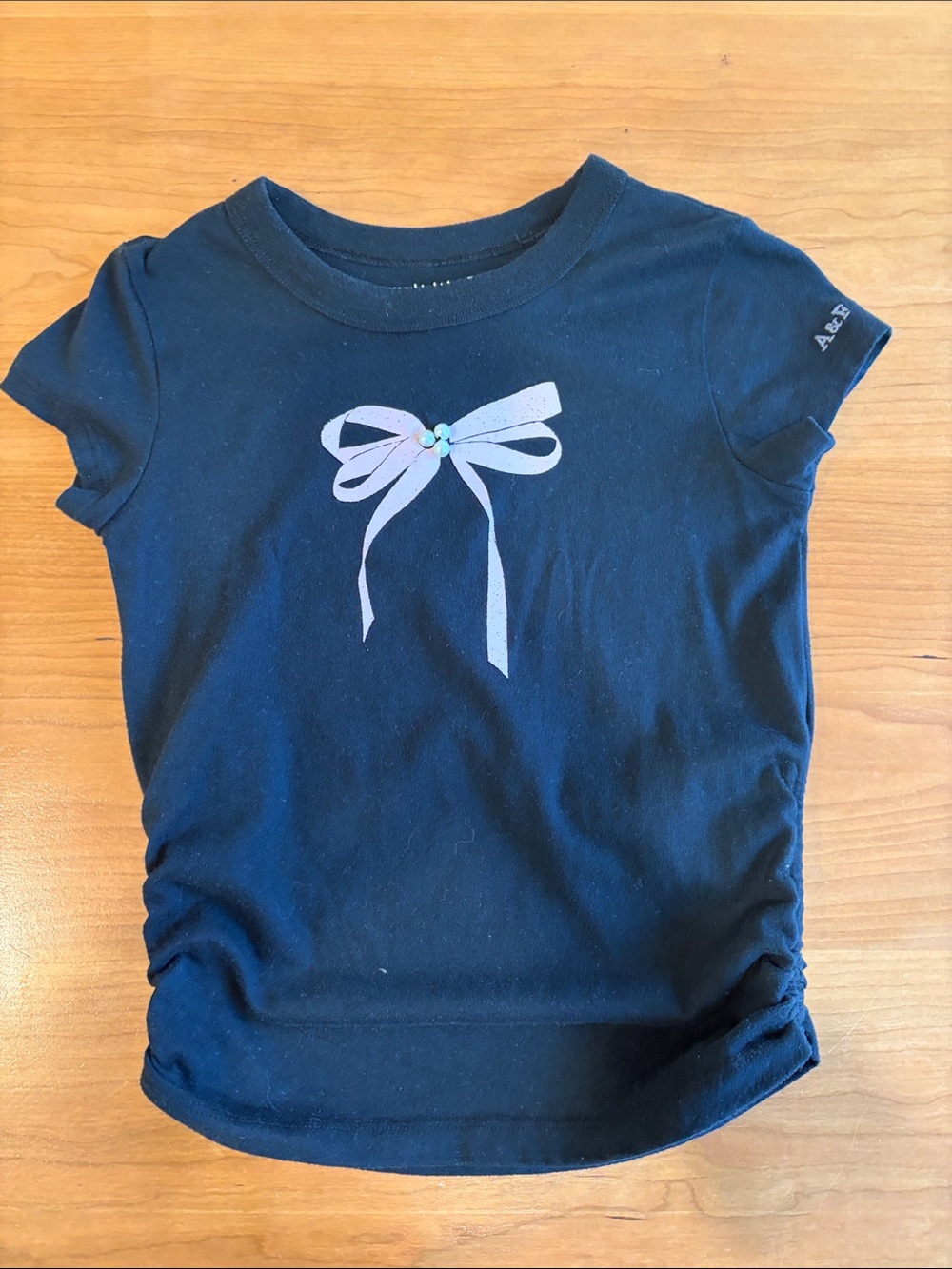abercrombie kids Black Short Sleeve Tee with Pink Bow Graphic